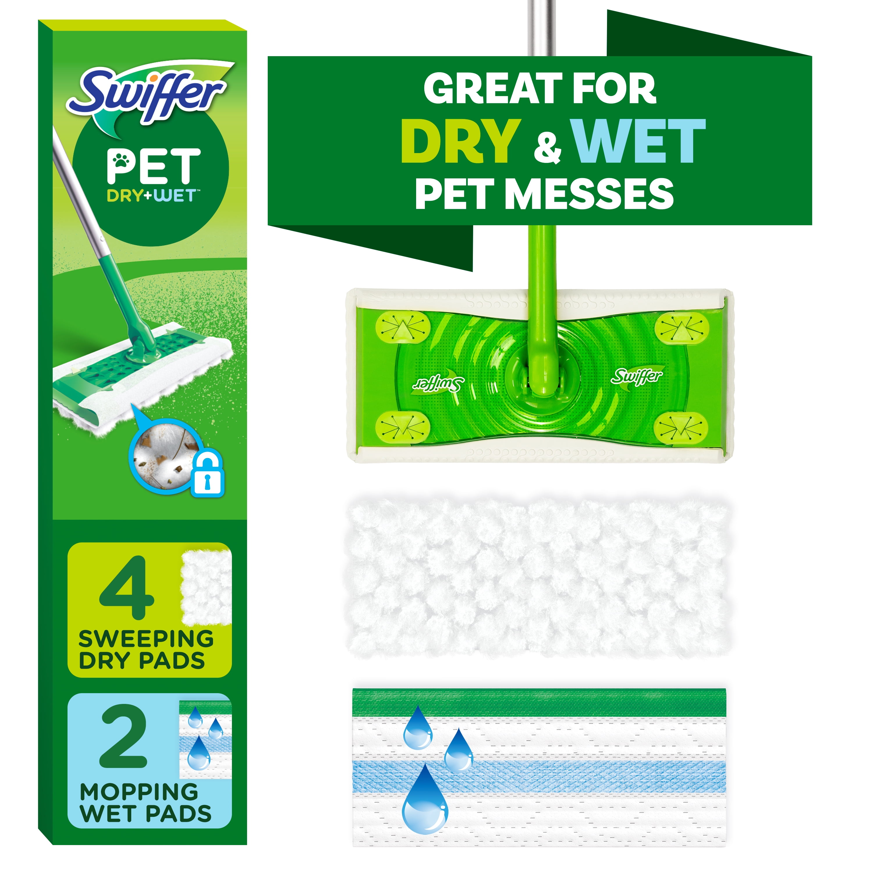 Swiffer Sweep + Mop Pet, Broom & Mop Alternative, Dry & Wet Floor Cleaner, Fresh Scent, Cleaning Set