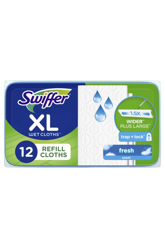 Mop & Go XL Wet Refills, Unscented, 12 Count