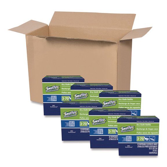 Swiffer Sweeper Dry Cloth Refills, 10-5/8" x 8", White, 32 Cloths Per Box, Carton Of 6 Boxes