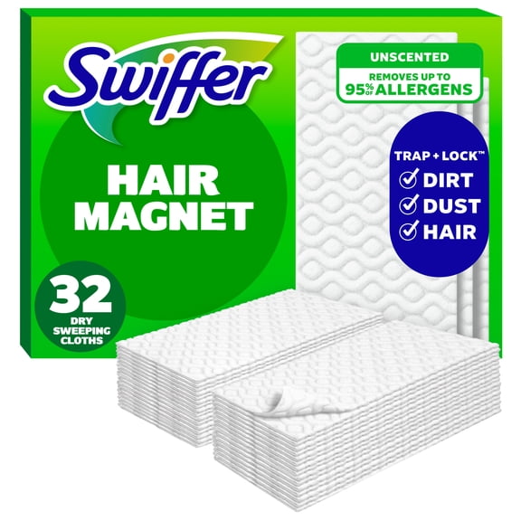 Swiffer Sweep + Mop, Dry Pads Refill, Floor Cleaner, Cleaning Cloths, Unscented, 32 Count
