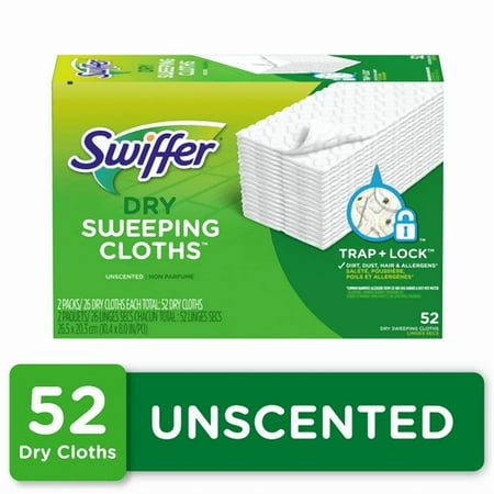 Swiffer Sweeper Dry Pad Refills, Unscented, 52 Count (2 PACK)