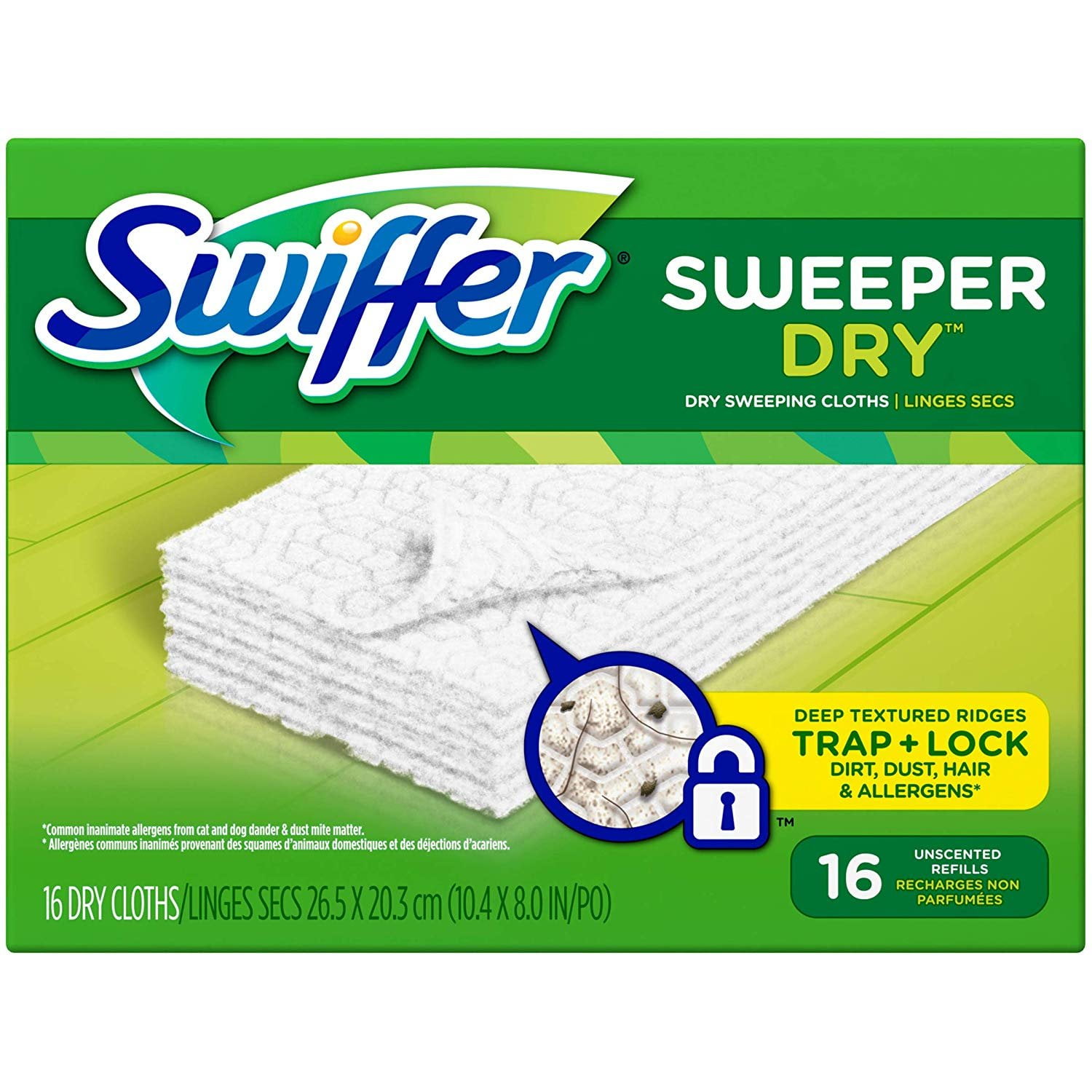(2 pack) Swiffer Sweeper XL Dry Pad Refills, Unscented, 16 Count