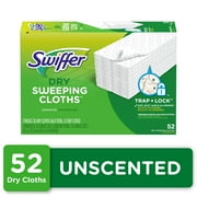 Swiffer Sweeper Dry Sweeping Pad Floor Cleaner Refills for Dust Mop, 2 Pack, 52 Count, Green