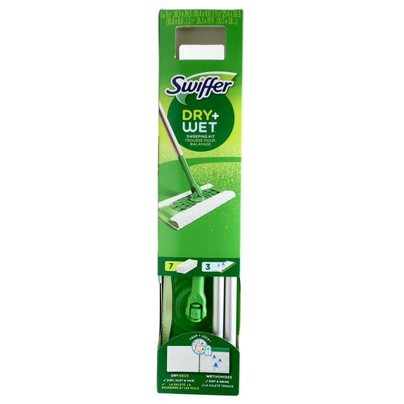 Swiffer Sweeper Dry + Wet Sweeping Kit (1 Sweeper, 7 Dry Cloths, 3 Wet Cloths)