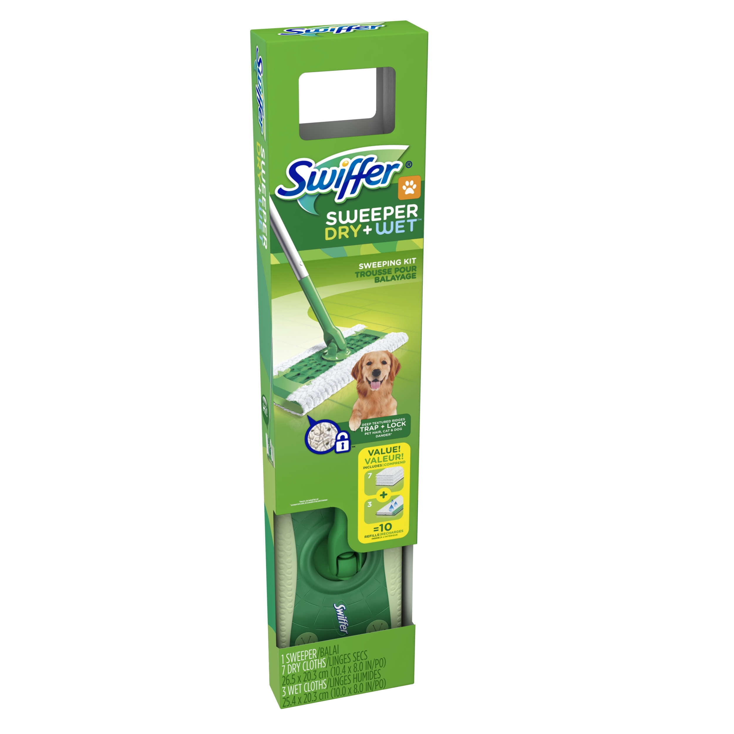 Swiffer Sweeper Dry + Wet Multi Sweeping Kit (1 Sweeper, 7 Dry Cloths, 3  Wet Cloths)