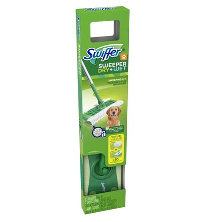Swiffer Sweeper Dry + Wet Sweeping Kit (1 Sweeper, 7 Dry Cloths, 3 Wet Cloths)