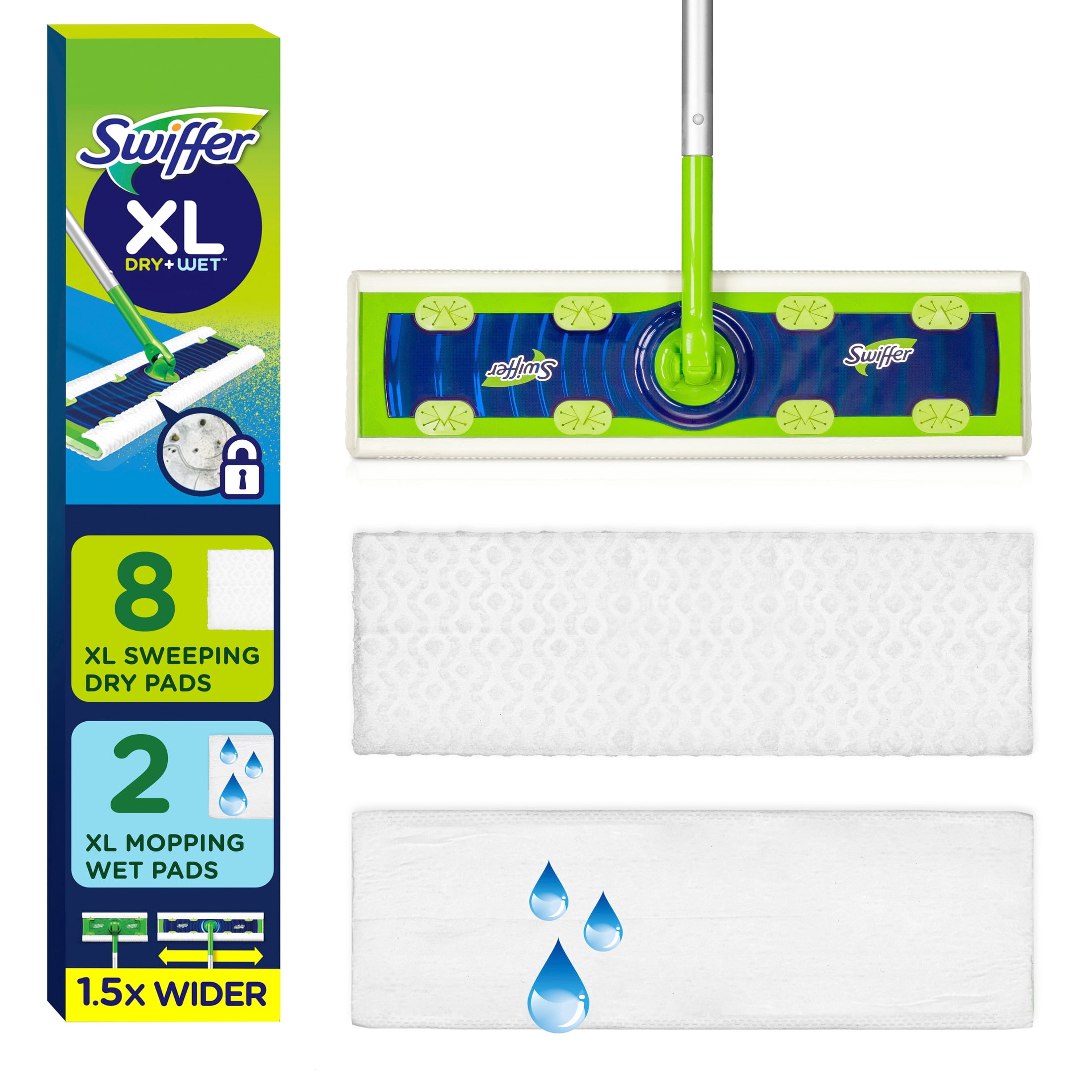 Swiffer Sweeper XL Kit with Dry & Wet Refills, Unscented, 1 Handle