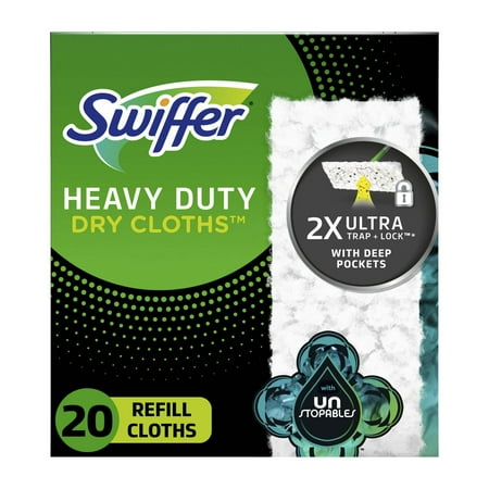 Swiffer Sweeper Heavy Duty Dry Multi-Surface Cloth Refills, Floor Cleaner, Unstopables Fresh Scent, 20 count (2 Pack)