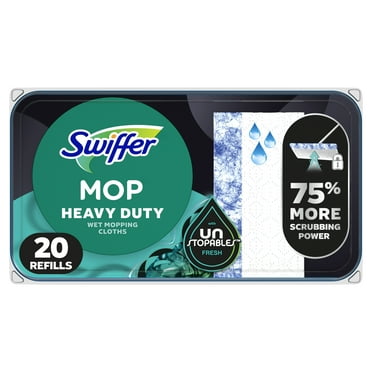Swiffer Heavy Duty Mop Wet Multi-Surface Cloth Refills for Floor Mopping, Unstopables Fresh, 20 Count