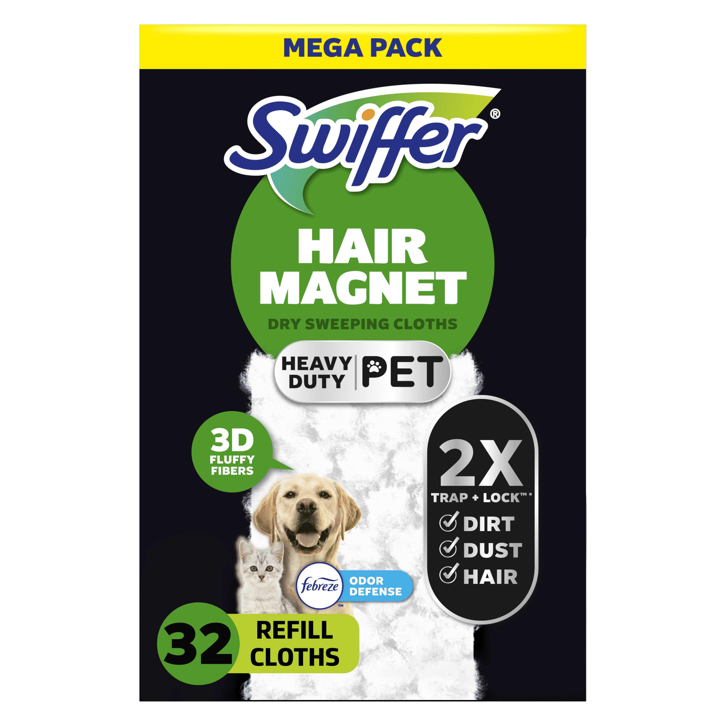 Swiffer Hair Magnet Heavy Duty Pet Refills, Odor Defense, 32 Count $12.94 + $2 Walmart Cash