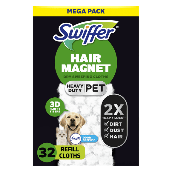 Swiffer Hair Magnet Heavy Duty Pet Refills, Odor Defense, 32 Count