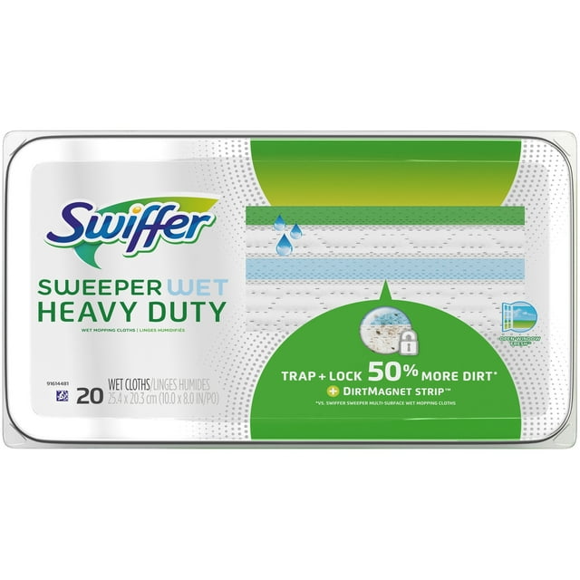 Swiffer Sweeper Wet Heavy Duty Mopping Cloths, 20 Count