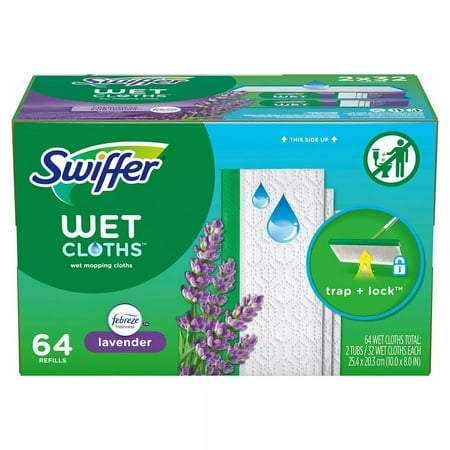 Swiffer Sweeper Wet Mopping Cloth Refills Lavender Scent (64 Count)