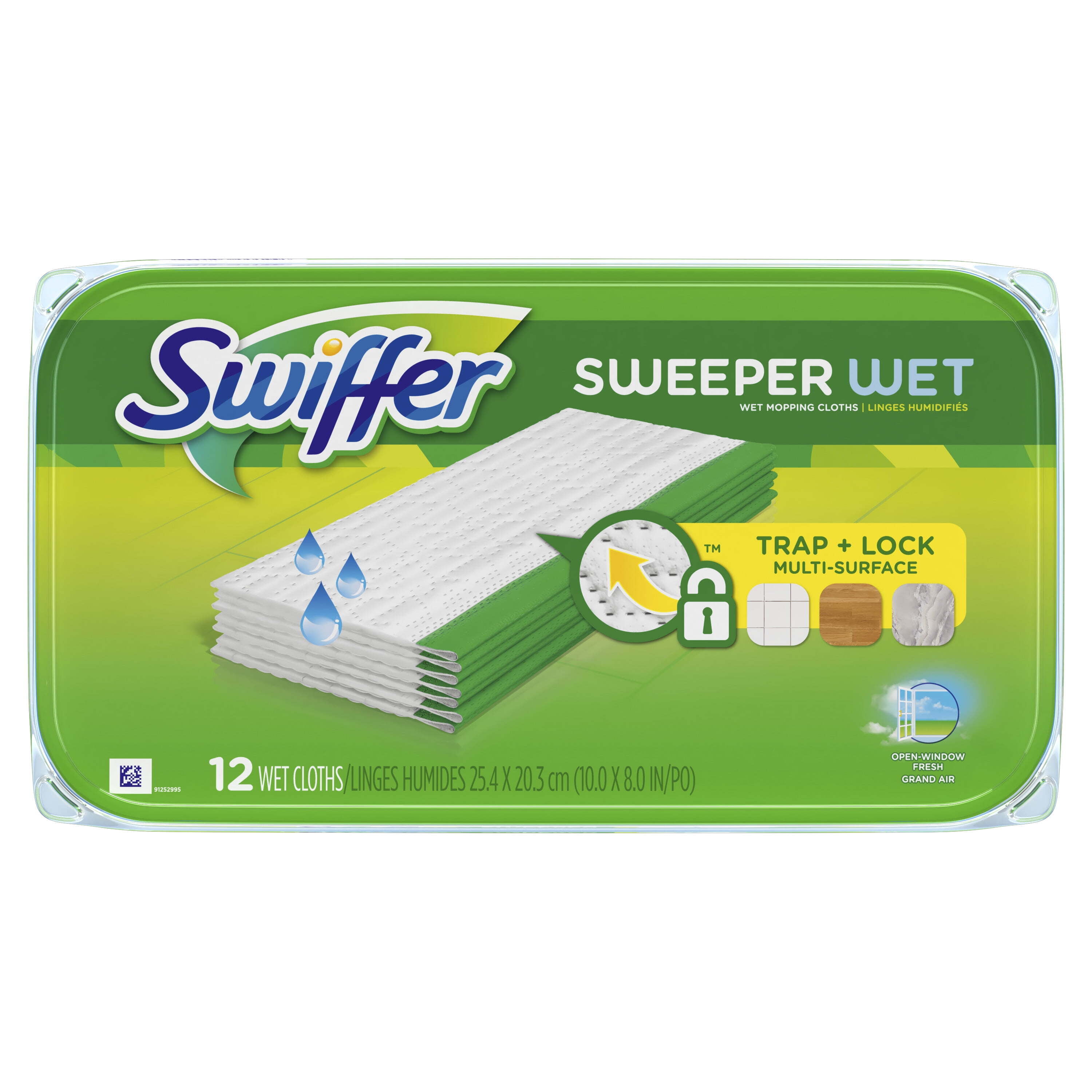 Swiffer Sweeper Wet Mopping Cloths, Multi Surface Refills, Open Window  Fresh, 12 Count