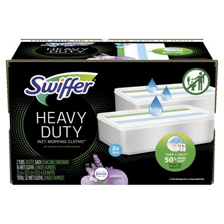 Swiffer Sweeper, Wet Mopping Pad Multi Surface Refills, Lavender Vanilla Comfort, 16 Pads, Pack of 2