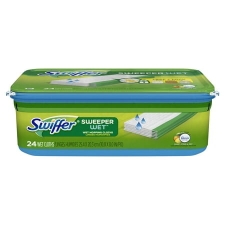 Swiffer Sweeper Wet Mopping Pad Multi Surface Refills for Floor Mop, Sweet Citrus & Zest, 24 Count