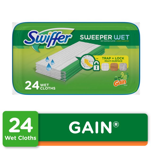 Swiffer Wet Mopping Cloth Refills – 28 Count With Fresh Gain Scent