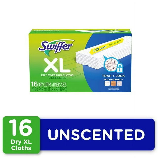 Swiffer Sweeper XL, Dry Sweeping Cloths Refills, Unscented, 16 Count