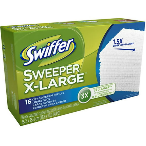 Swiffer Sweeper X-Large Dry Sweeping Cloths Refills, Unscented 16 ea (Pack of 6)