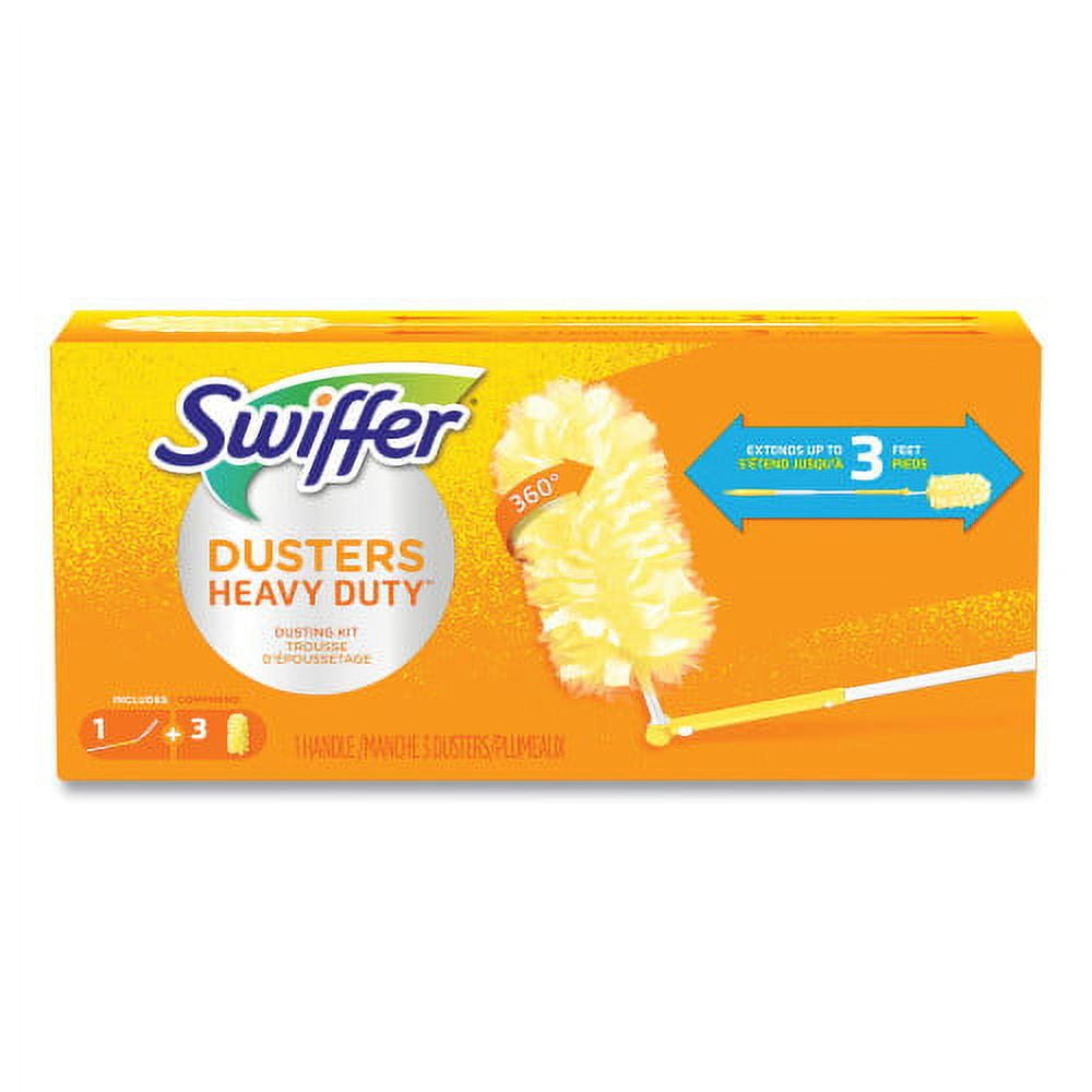 Swiffer-Swiffer Heavy Duty Dusters, Plastic Handle Extends to 3 ft, 1 Handle & 3 Dusters/Kit (82074)