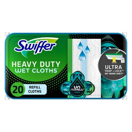 2X - Swiffer Sweeper Heavy Duty Wet Multi-Surface Cloth Refills, Unstopables Fresh Scent