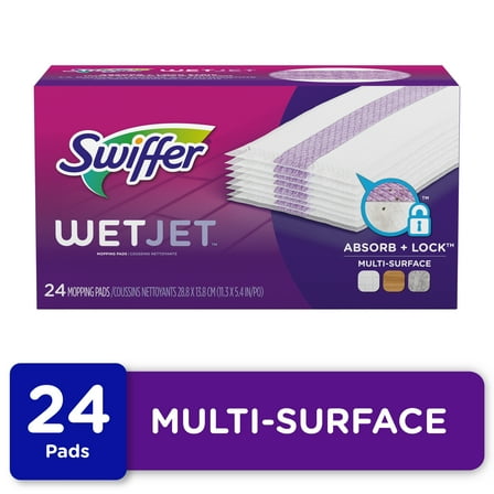 Swiffer Wet Jet Mop Cleaning Pads Refill, Floor Cleaner for Mopping Wood, Laminate, Tile, 24 Count