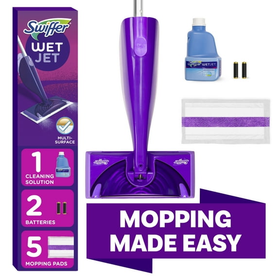 Swiffer Wet Jet Mop, Floor Cleaner for Mopping Wood, Laminate, Tile, Cleaning Set, Fresh Scent