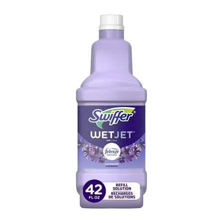 Swiffer Wet Jet Mop Refill Solution, Wood, Laminate, Tile, Floor Cleaner, Lavender, 42.2 fl oz