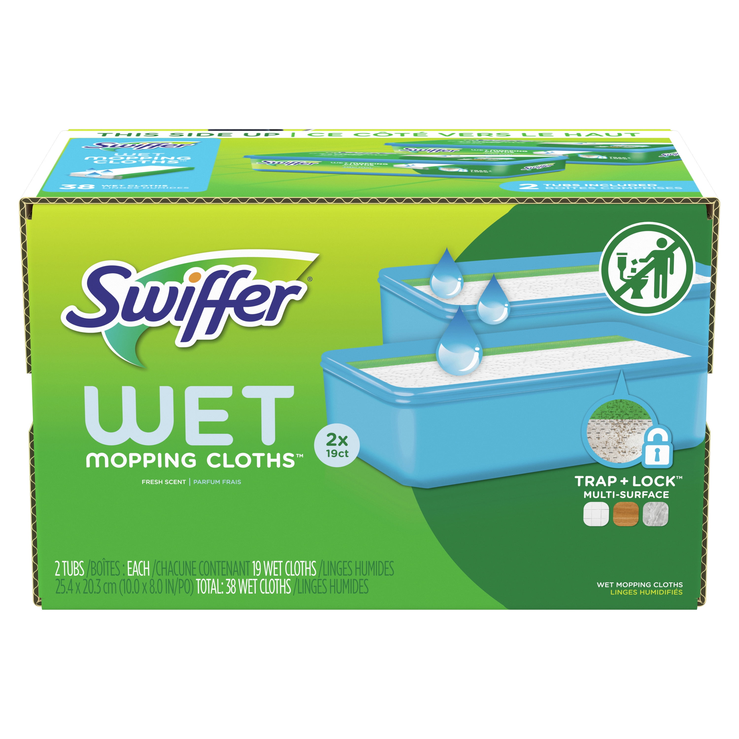 Swiffer Wet Mopping Cloths, Fresh Scent, 19 Count, Pack of 2