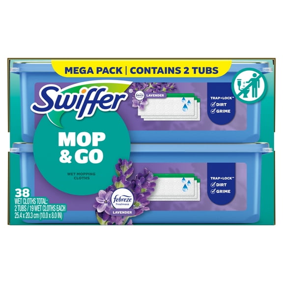 Swiffer Mop & Go Wet Refills, Lavender, 2x19 Count