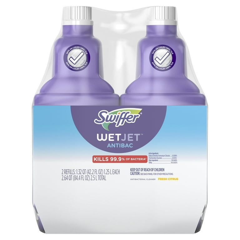 Swiffer WetJet Spray Mop Antibacterial Liquid Refill for Floor Mopping and  Cleaning, All Purpose Multi-Surface Floor Cleaning Solution, Fresh Citrus