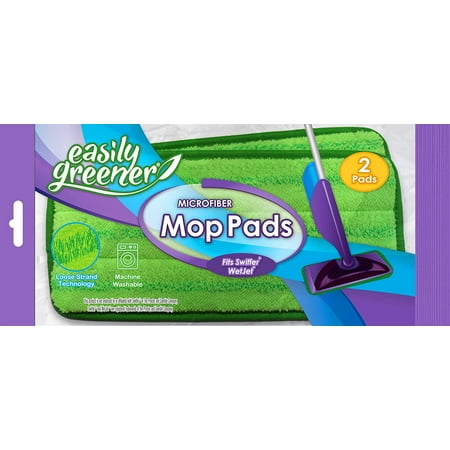 Swiffer WetJet Compatible, Microfiber Mop Pads by Easily Greener, Reusable Refills, Fits Wet Jet, 2 Count