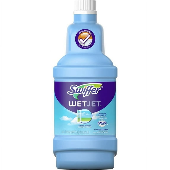 Swiffer WetJet Floor Cleaner - Liquid - 42.2 fl oz (1.3 quart) - Open-Window Fresh Scent - 4 / Carton - Clear | Bundle of 5 Cartons