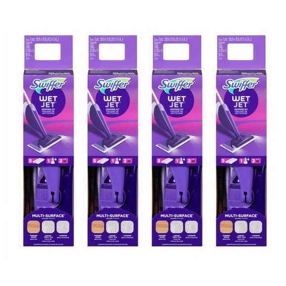 Swiffer WetJet Floor Mop Starter Kit - Ready-to-Use System, 4/Case | Convenient & Effective Cleaning