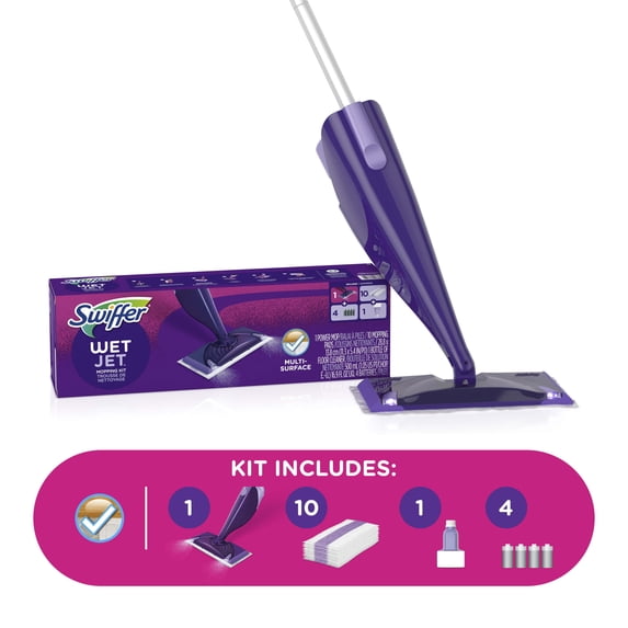 Swiffer Wet Jet Mop, Floor Cleaner for Mopping Wood, Laminate, Tile, Cleaning Set, Fresh Scent