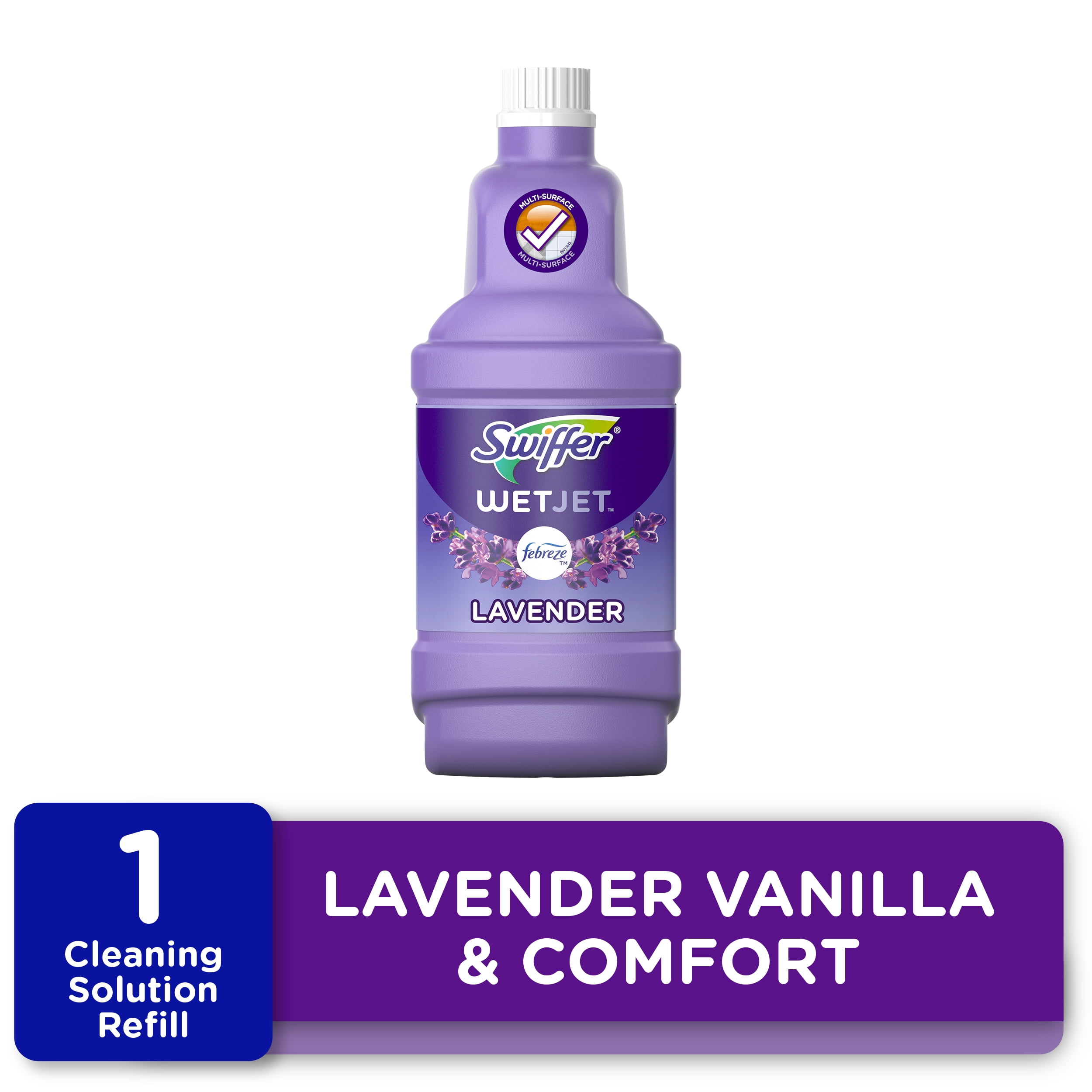 Swiffer Wet Jet Mop Refill Solution, Wood, Laminate, Tile, Floor Cleaner, Lavender, 42.2 fl oz