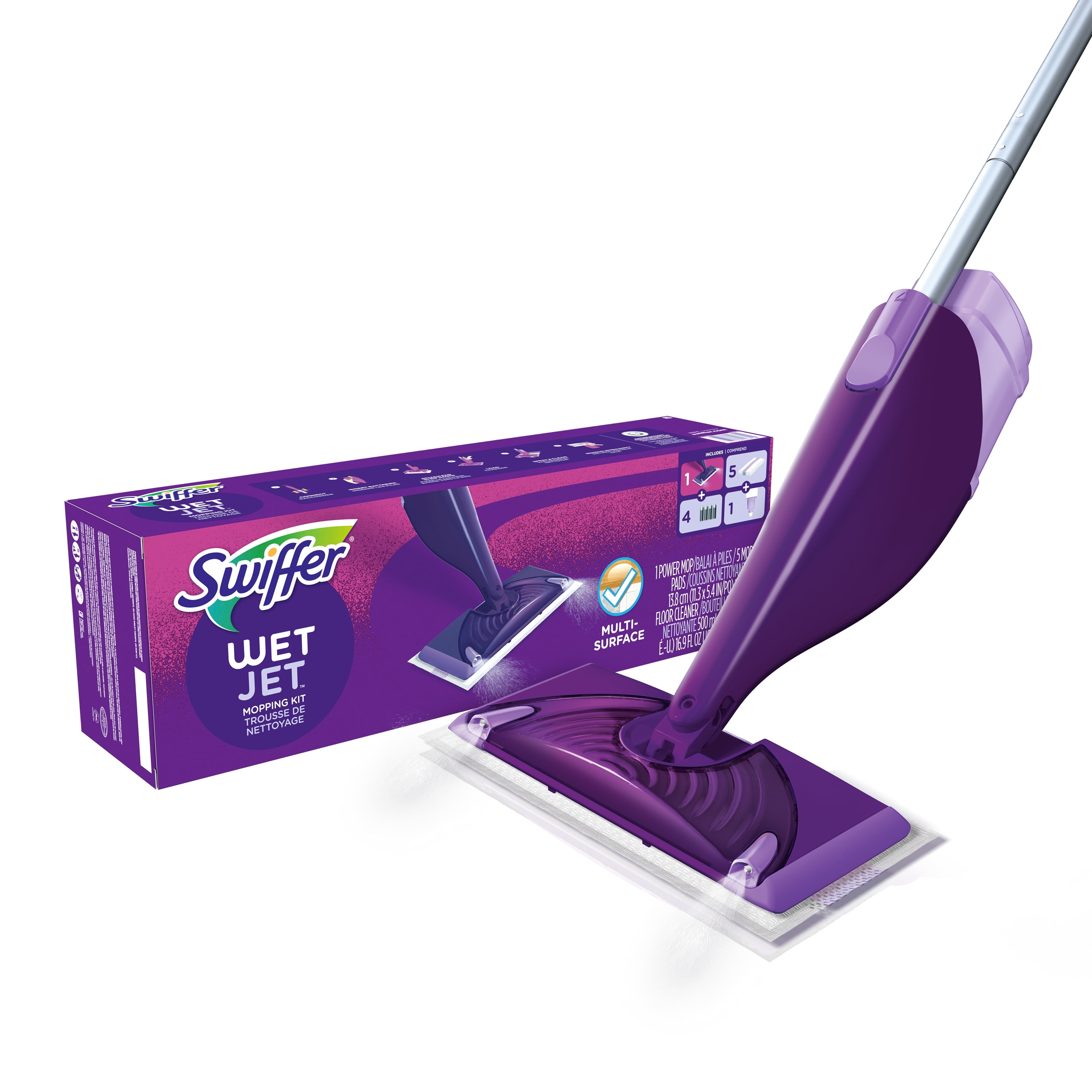 Swiffer WetJet Mop Starter Kit (Spray Mop, 5 Pads, Cleaning