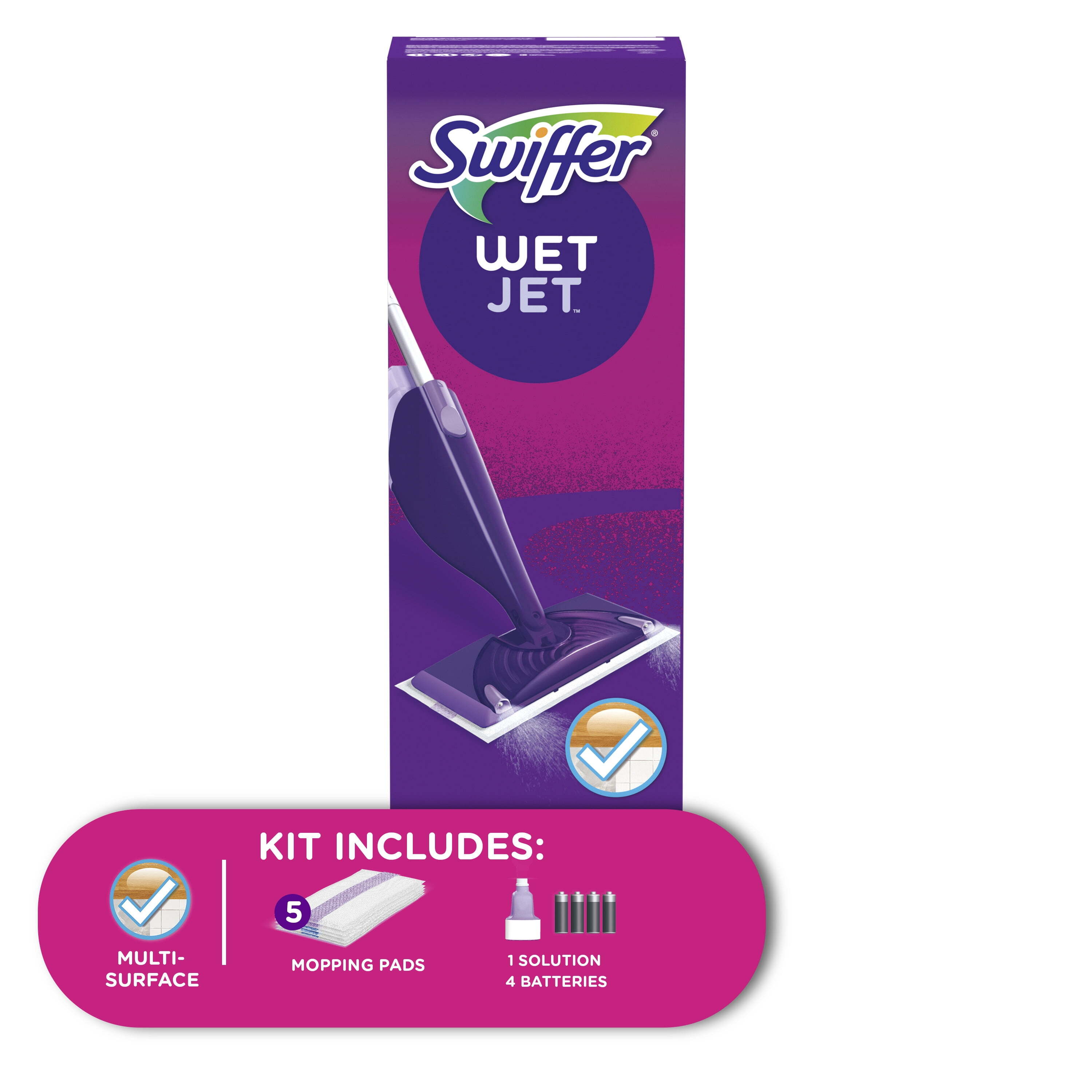 Swiffer WetJet Mop Starter Kit 1 Spray Mop, 5 Mopping Pads, 1 Floor Cleaner Liquid Solution 16.9 oz - image 1 of 15