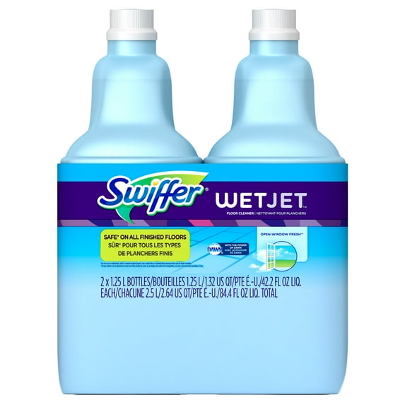 Swiffer WetJet Multi-Purpose Floor Cleaner Solution Refill, Open Window Fresh Scent (2 Count, 42.2 fl oz Each)