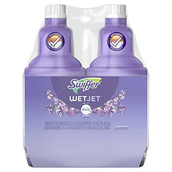 Swiffer WetJet Multi-Purpose Floor Cleaner Solution with Febreze Refill, Lavender Scent, 1.25 Liter -42.2 Fl Oz (Pack of 2)