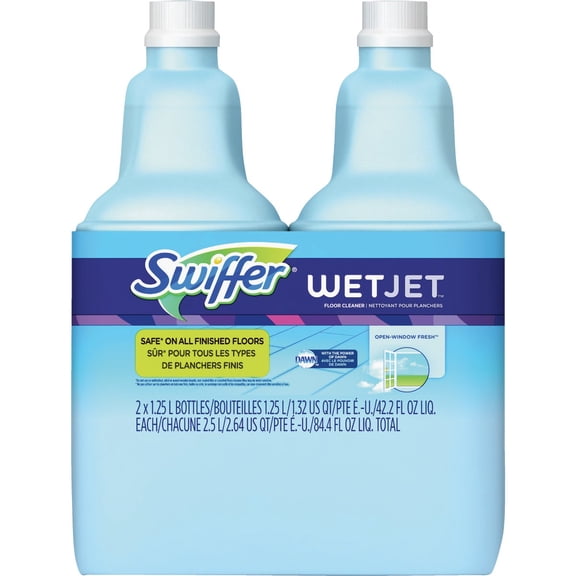 Swiffer WetJet Multi-Purpose Floor and Hardwood Cleaner Solution Refill,Wet Jet Refills in Open Window Fresh Scent, 1.25 Liter, VHWIyZ 6 Pack