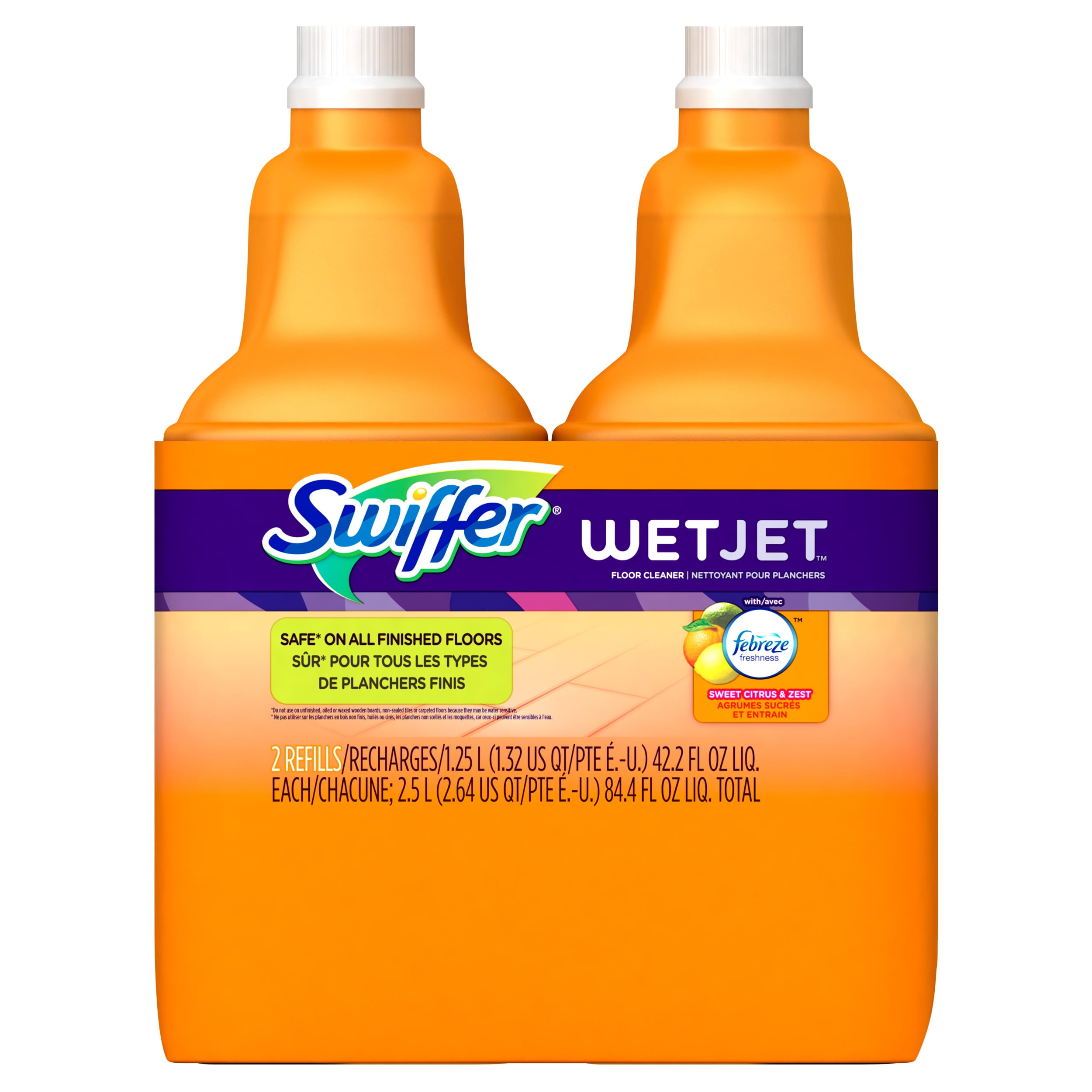 Pack of 2) Swiffer Wetjet Wood Floor Cleaner Solution Refill, 42.2 Fl Oz