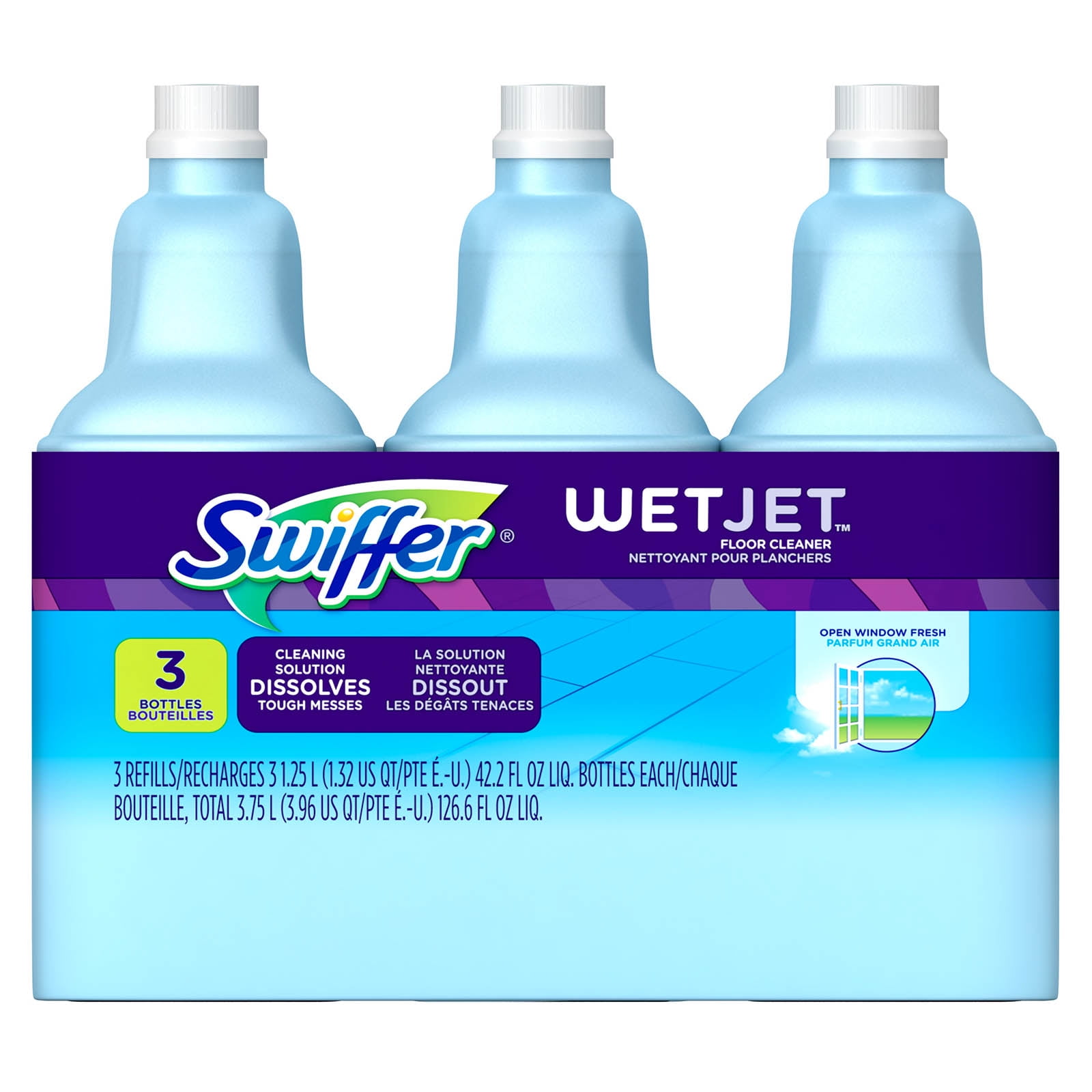 Swiffer WetJet Multi-Purpose Liquid Cleaner Solution Refill, 3 Pack, 1.25 Litre