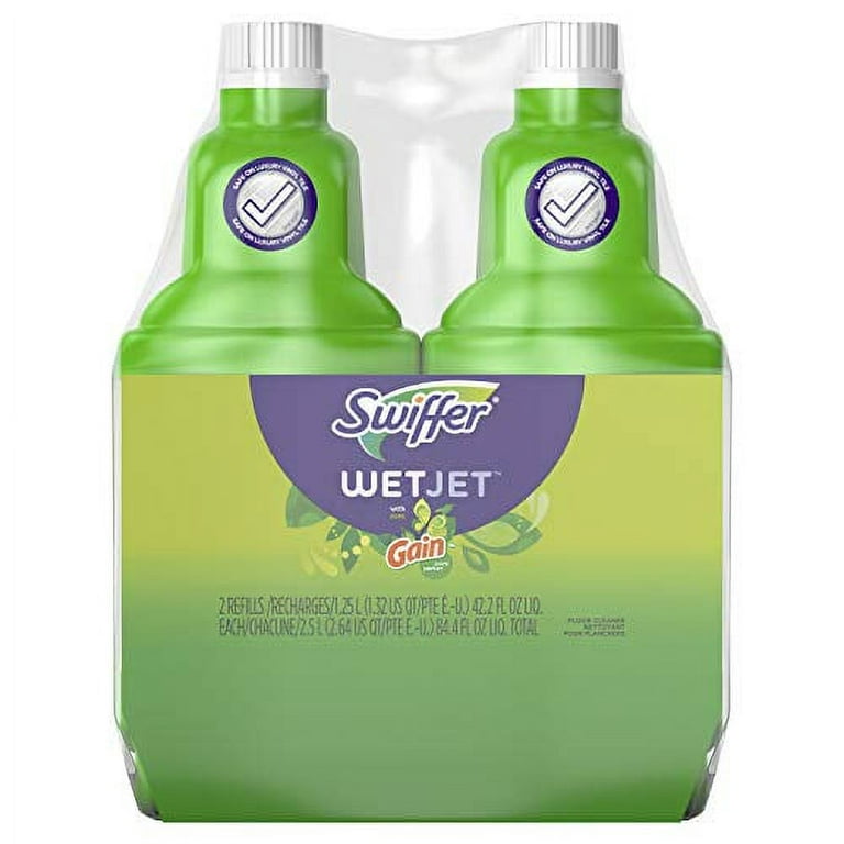  Swiffer WetJet Multi-Purpose and Hardwood Liquid Floor Cleaner  Solution Refill, with Gain Scent 42.26 Fl Oz (Pack of 2) (Package May Vary)  : Health & Household