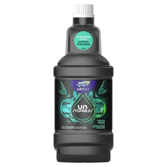 Swiffer WetJet Multi-Surface Floor Solution Refill, Unstopables Fresh, 42.2 fl oz (2 Packs)