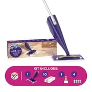 Swiffer WetJet Wood Floor Mopping, Cleaning Starter Kit, Purpose 1 Mop, 10 Pads, Solution, Batteries
