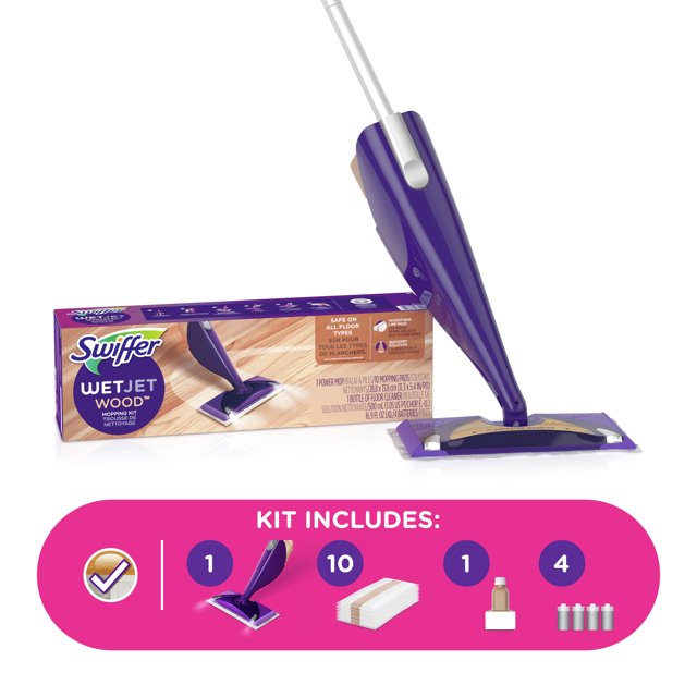 Swiffer WetJet Wood Floor Mopping, Cleaning Starter Kit, Purpose 1 Mop