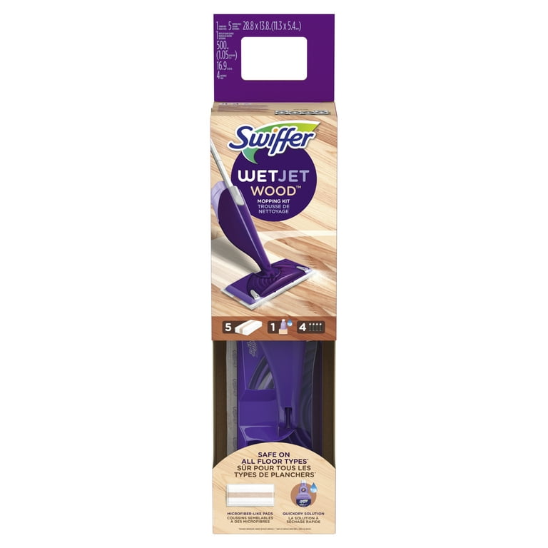 Swiffer WetJet Wood Mop Kit (1 Spray Mop, 5 Mopping Pads, 1 Cleaning  Solution)