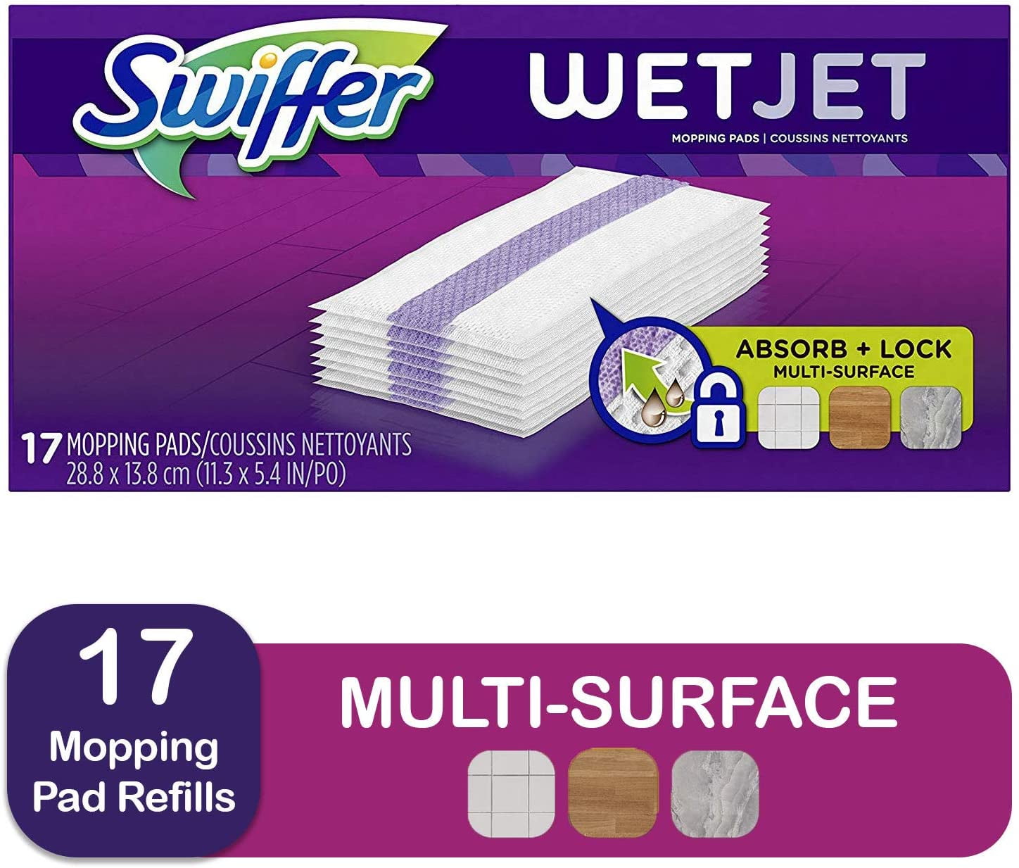 Swiffer WetJet Heavy Duty Wood Mop Pad Refills, Multi Surface Cleaning