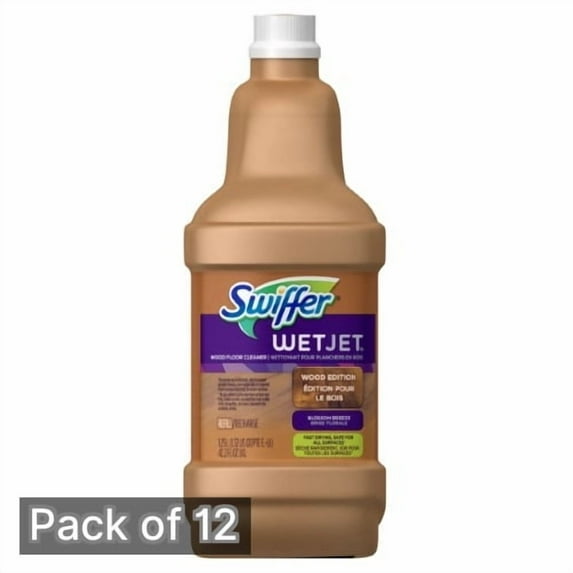 Swiffer WetJet Wood Floor Cleaner Solution Refill, 42.2 fl oz (Pack of 12)